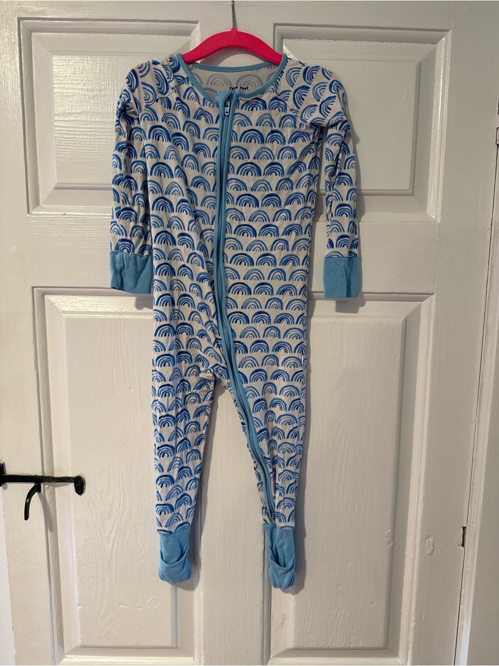 Little Sleepies Zippy pajamas - blue rainbows